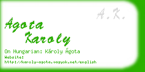 agota karoly business card