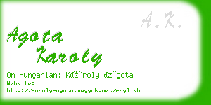 agota karoly business card